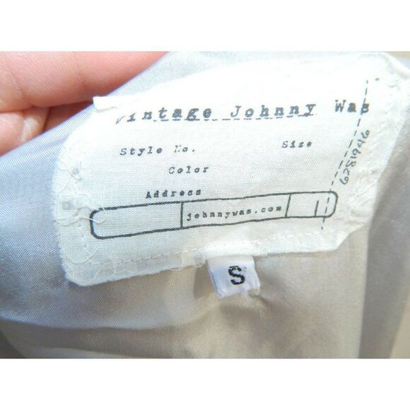 Johnny Was Blouse Gray Silk Eyelet Embroidered Shirt Small - Picture 10 of 10